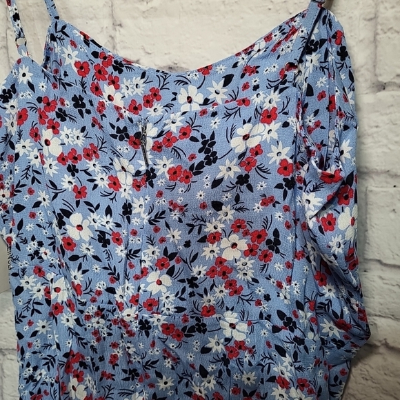 CALVIN KLEIN Women's Mini Dress Blue Floral Print Size M NWT Adjustable Straps - Picture 3 of 10